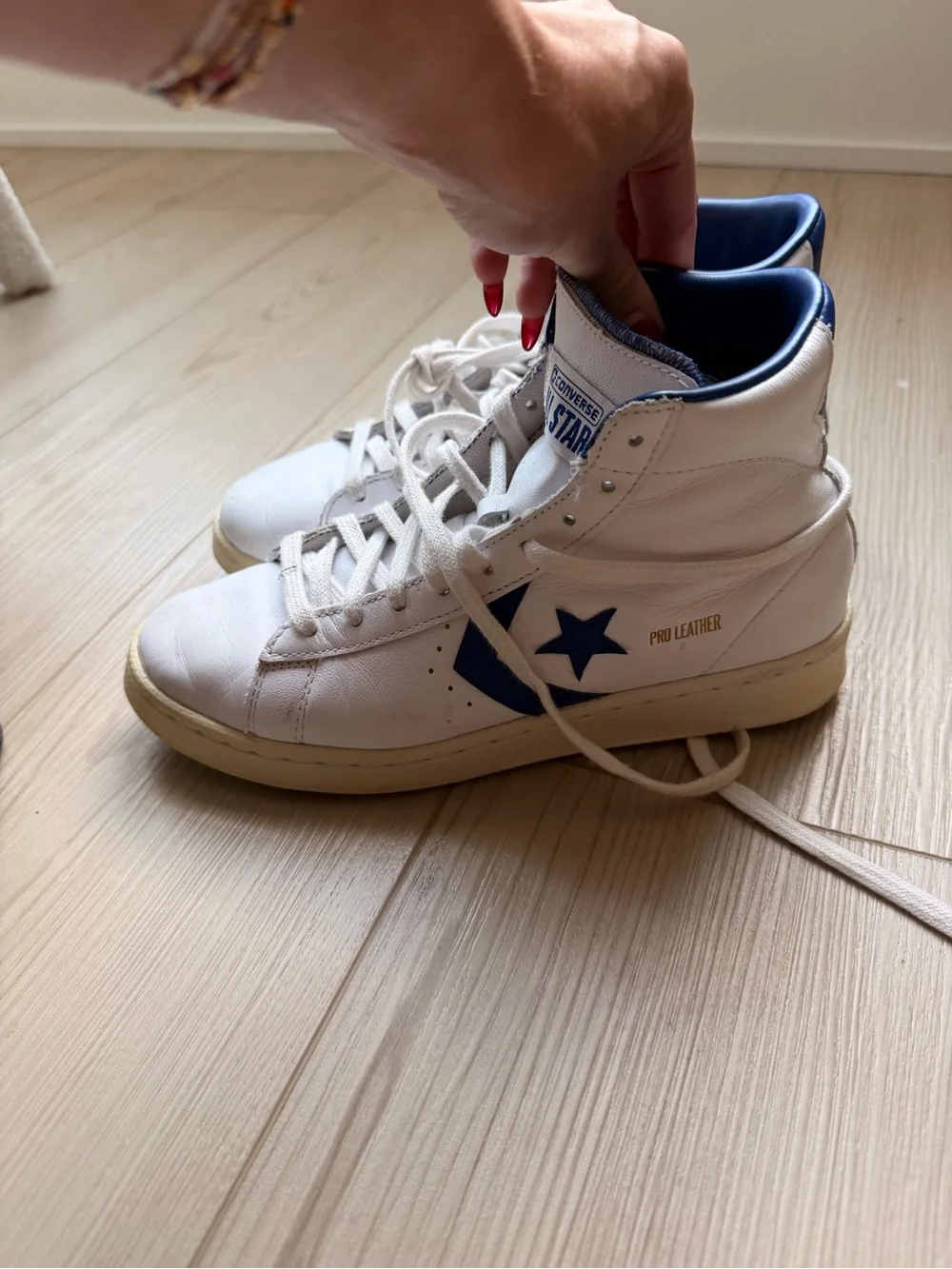 Converse White High Top Sneakers with Blue Star Chevron - Picture 4 of 6